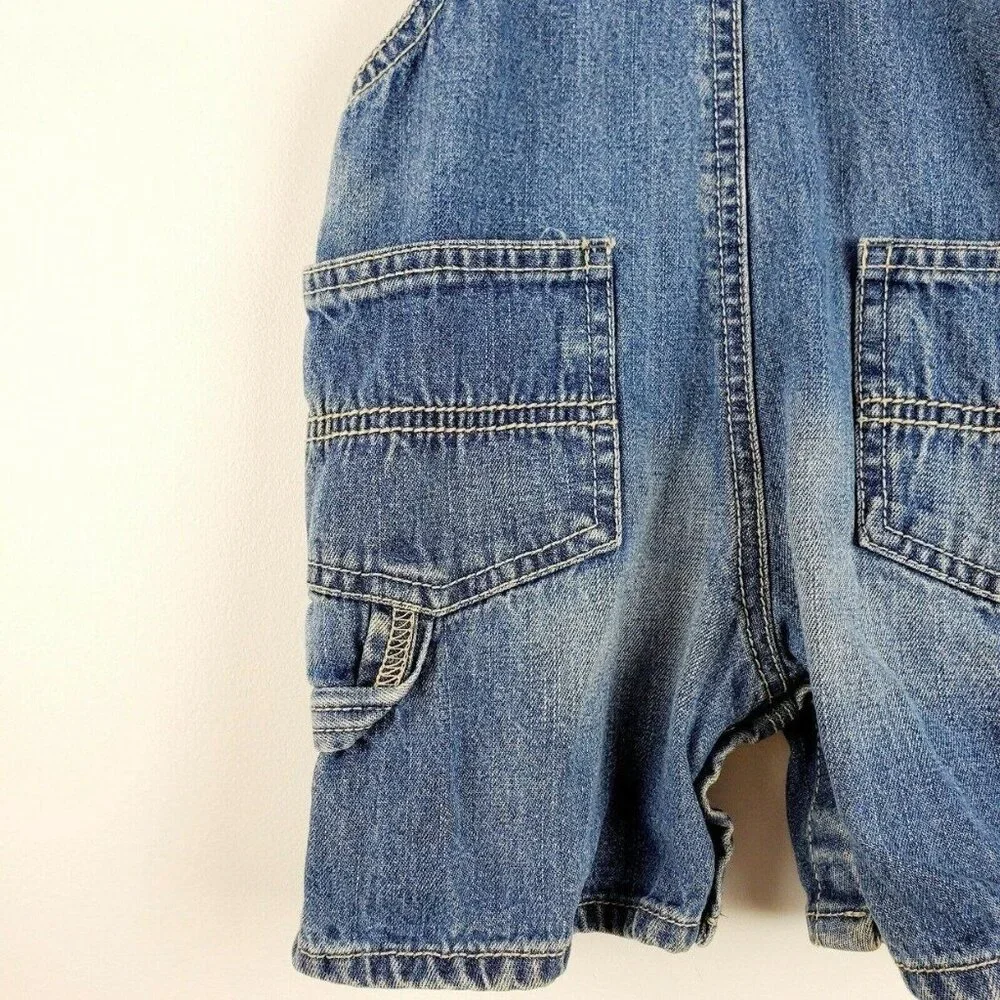 OshKosh Bgosh Vestbak Infant Boys Denim Jean Carpenter Overall Shorts 12 Months
